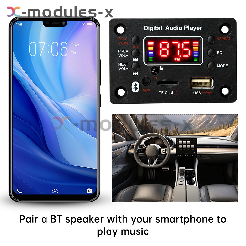 Audio Amplifier Board 2*25W 2CH Bluetooth 5.0 MP3 Decoder Board with Amplifier