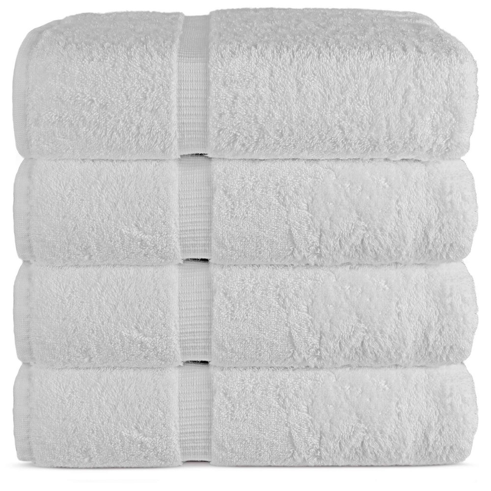 Extra Large Turkish Towels, 100% Cotton, 4 Piece, White