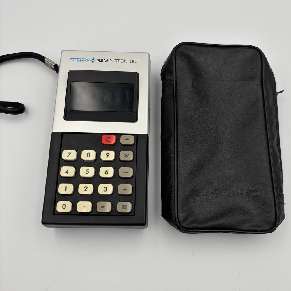 Vintage Sperry Remington 663 Handheld Calculator + Case Tested & Working