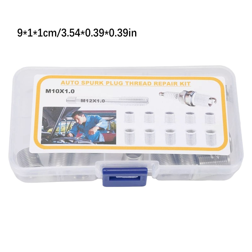 1Set Durable Stainless Steel Spark Plug Thread Repair Tool with Thread Inserts