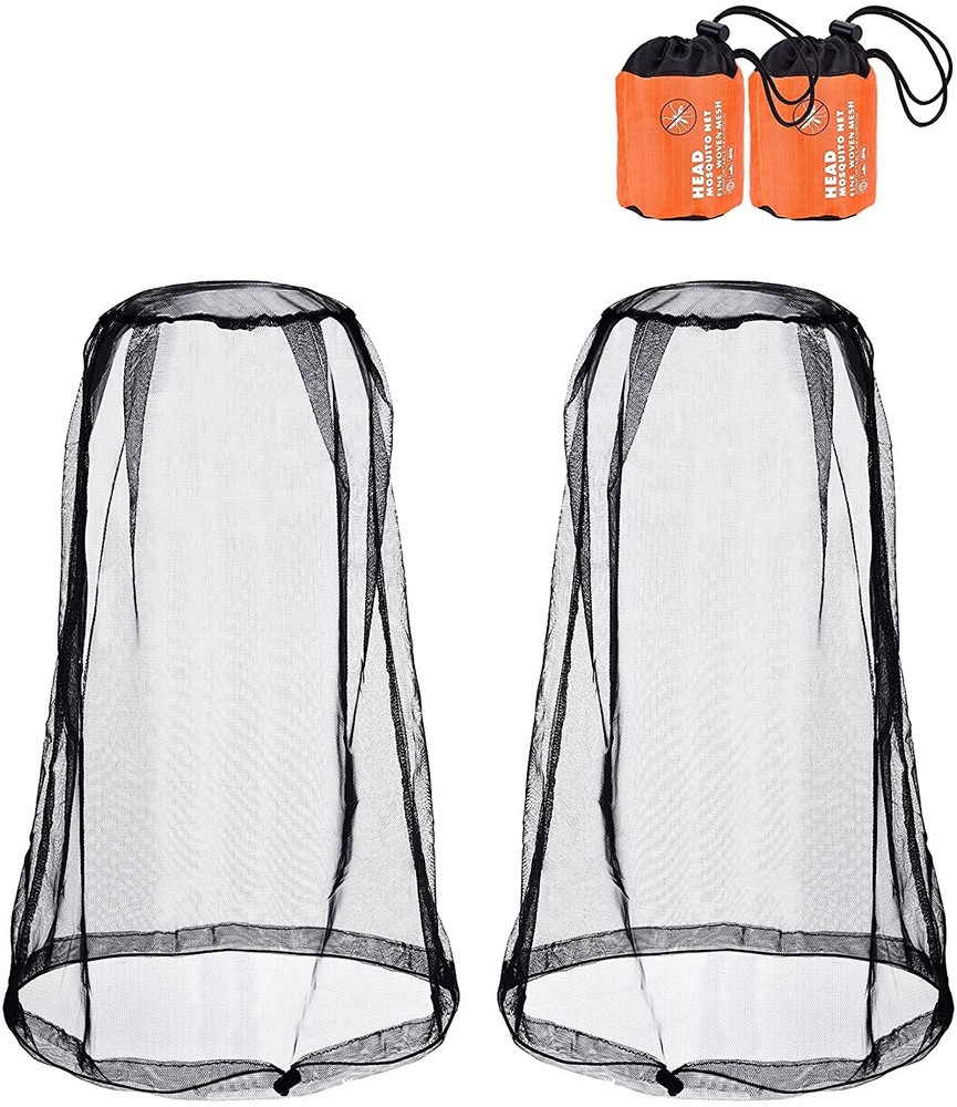 2 Pack Head Net Face Mesh Cover for Outdoor Lovers Regular Size, Black