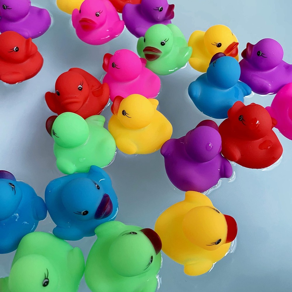 144-Pack Mini Rubber Ducks Set, Colorful Small, Multicolor