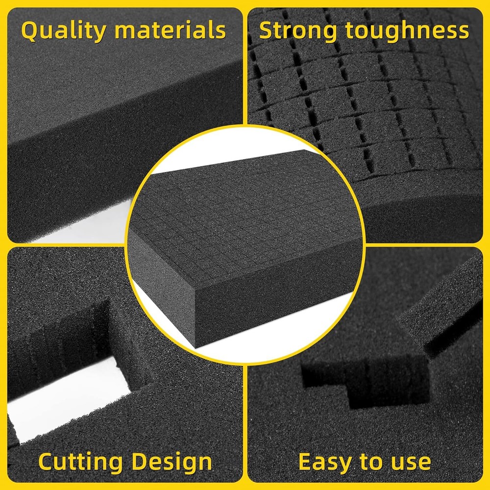 4 Pcs Pick and Pluck Foam, Pluck Pre Cube Sheet Foam with Bottom Use for Toolbox