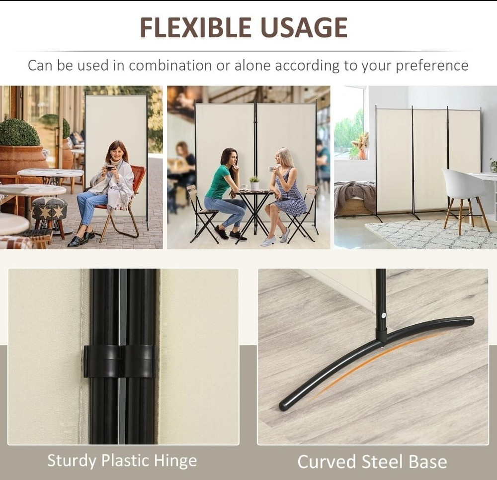 8.4ft Long 3 Panels Folding Privacy Divider with Metal Frame