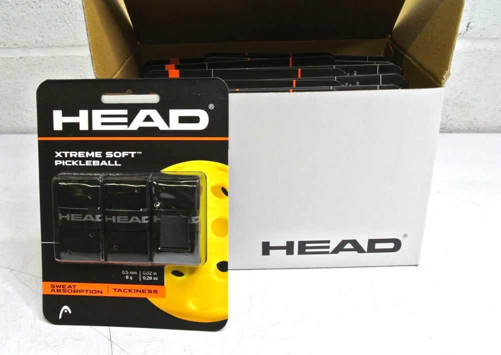 (12) Head XtremeSoft Pickleball Replacement Grip, Pack of 3 - Black