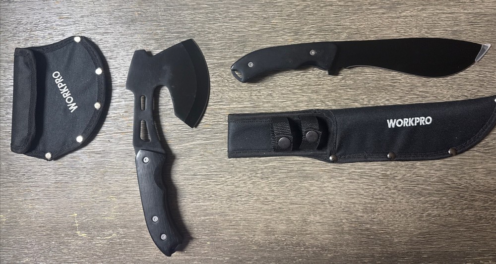 Workpro Axe And Fixed Blade Set. Fill Tang And Wood Handle