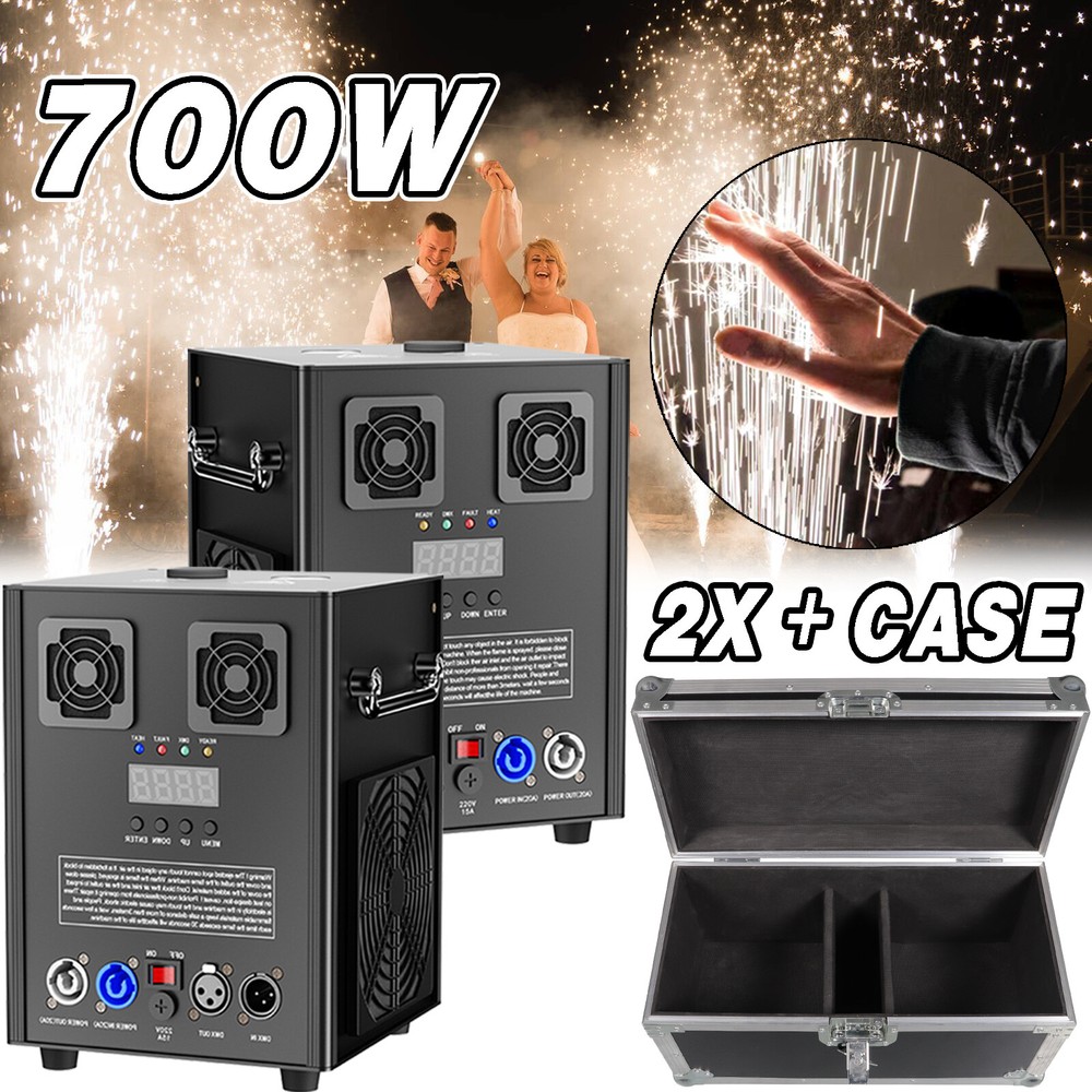 2PCS 700W Large Cold Spark Machine Stage Effect DMX Firework Party Wedding &Case