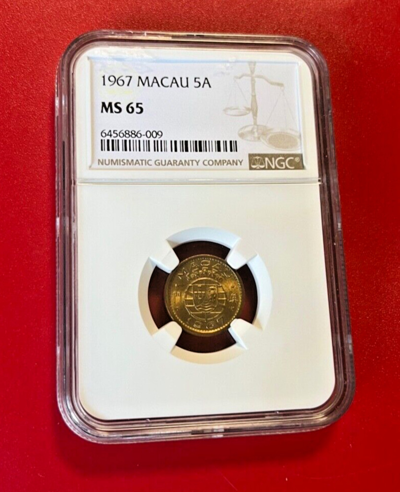 1967 MACAU 5 AVOS NGC MS 65