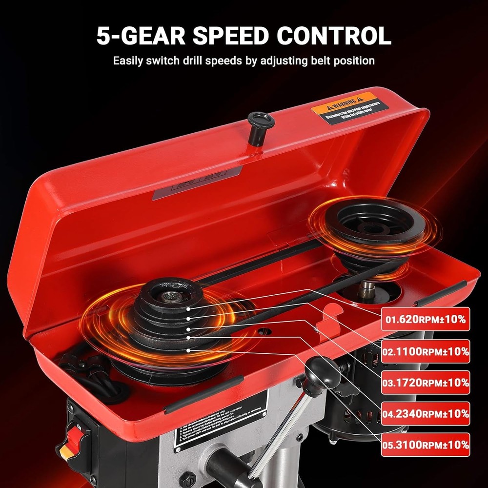 8" Benchtop Drill Press Tabletop Drilling Machine 5 Adjustable Speeds with LED