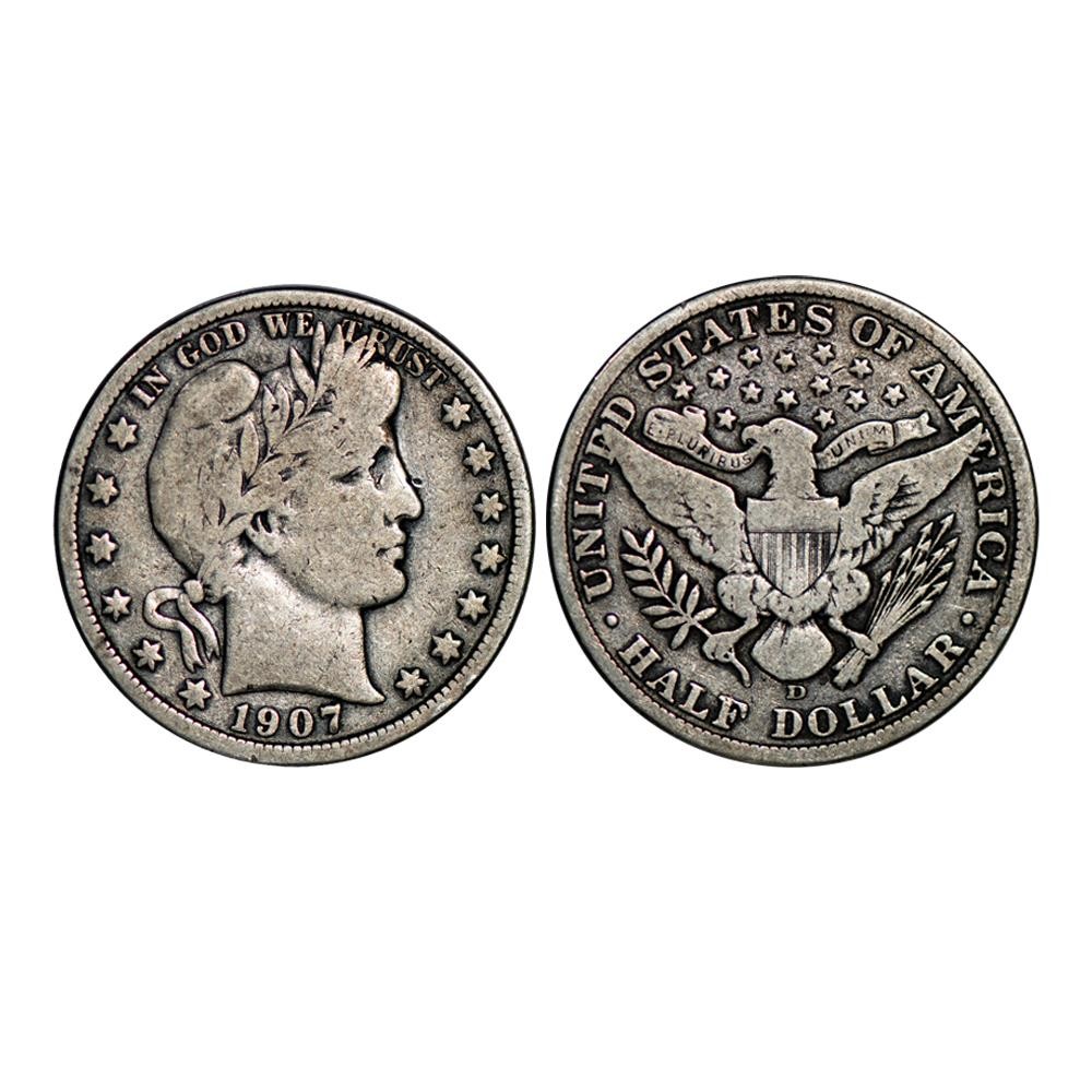 1907D Barber Half Dollar 50C Raw