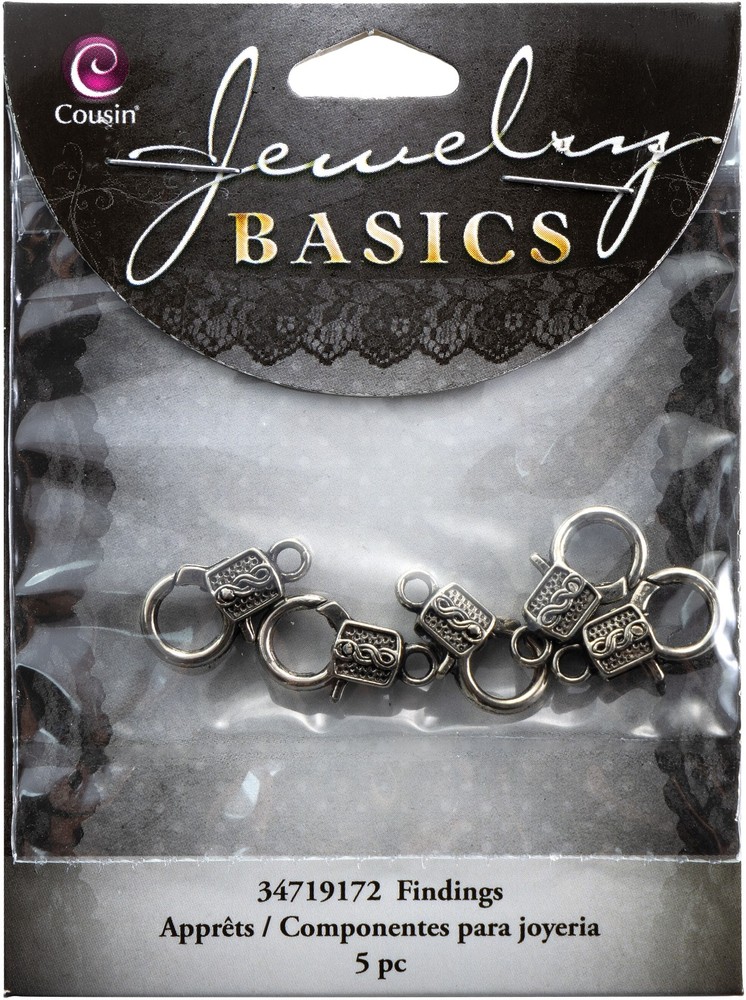 CousinDIY Jewelry Basics Medium Deco Lobster 5/Pkg-Silver