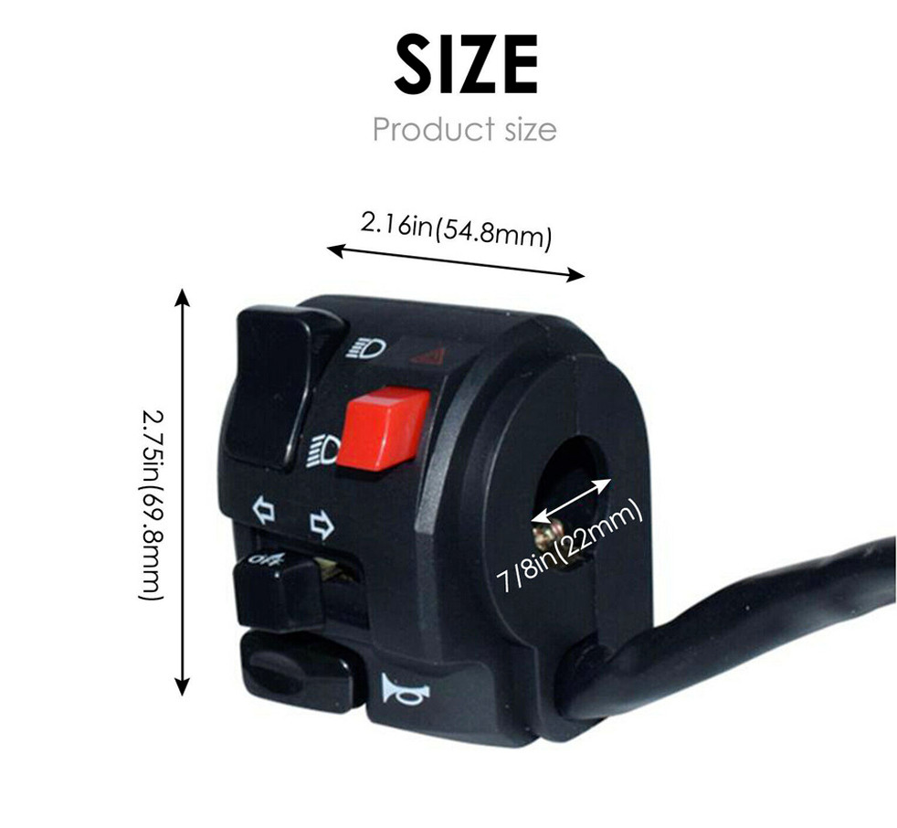 Motorcycle 7/8" left Handlebar Control Switch Turn Signal Start Stop Lamp Switch