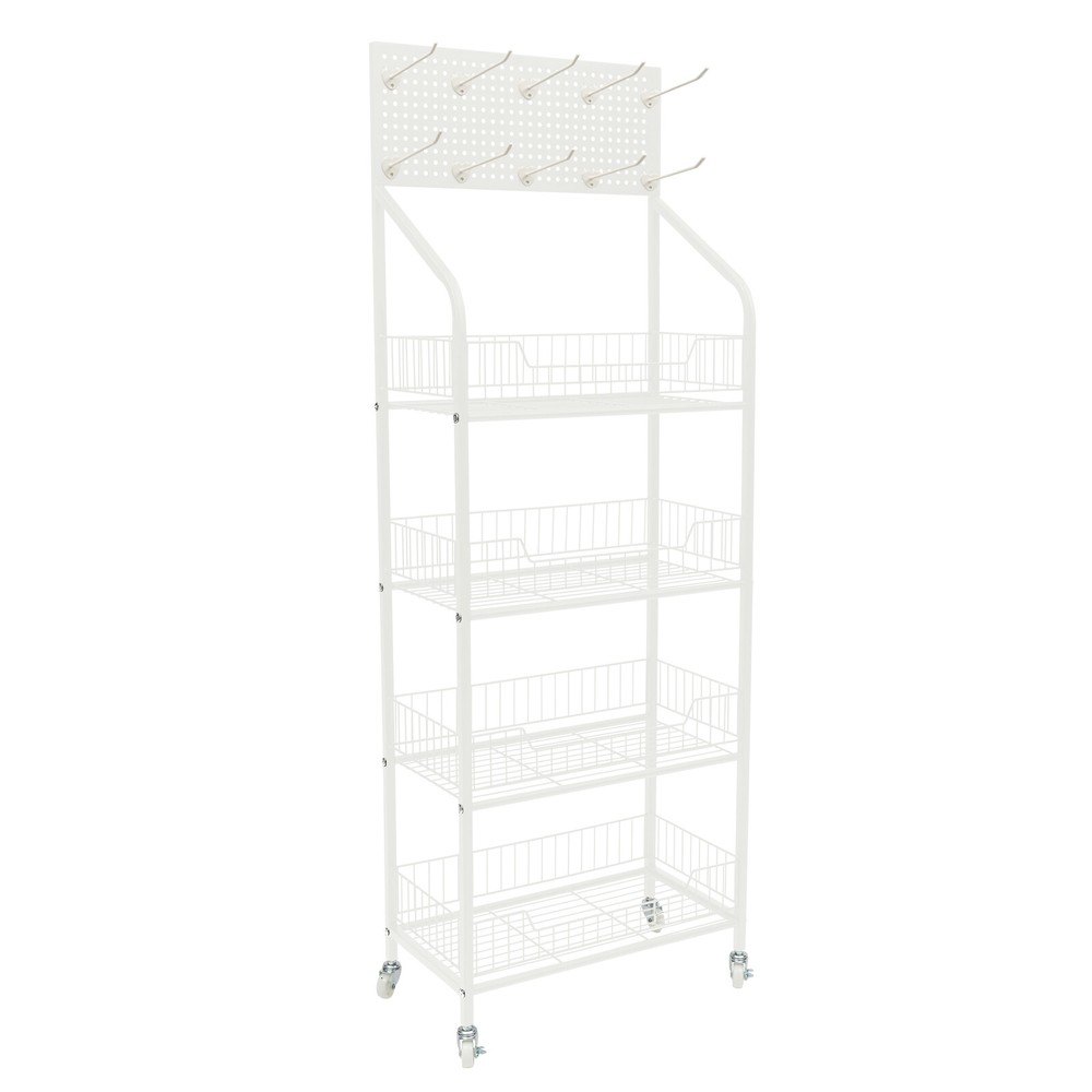 4 Tier Retail Display Rack Stand Snack Candy Display Organizer Basket Stand Cart