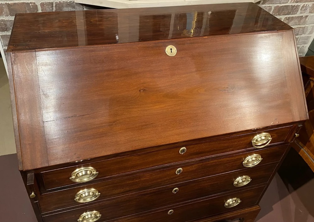18th c Massachusetts Fall Front Desk in Mahogany