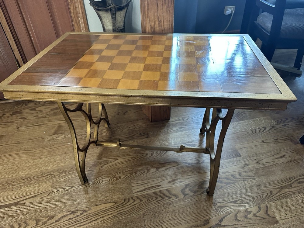 Vintage Chess Table Bronze with rolling feet