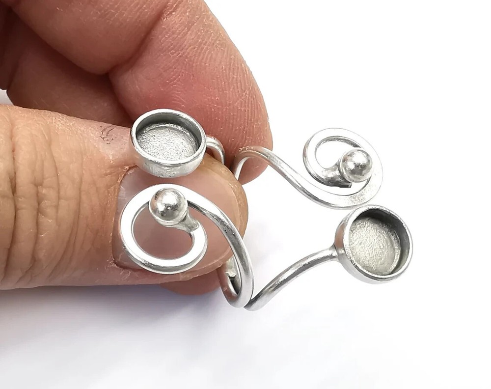 Ring Blank Setting, Cabochon Mounting, Adjustable Resin Ring Base Bezels