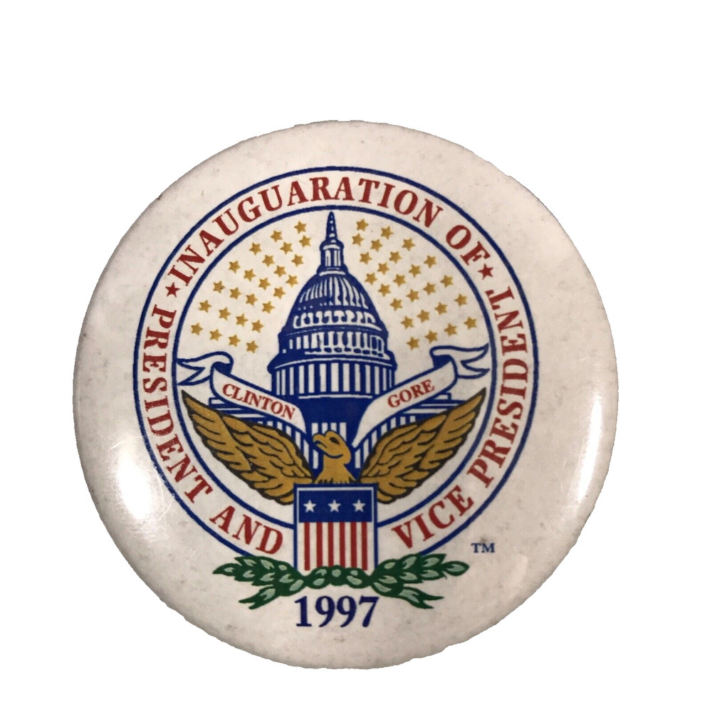 Clinton Gore 1997 Presidential Inauguration Button Political Pinback (Error)