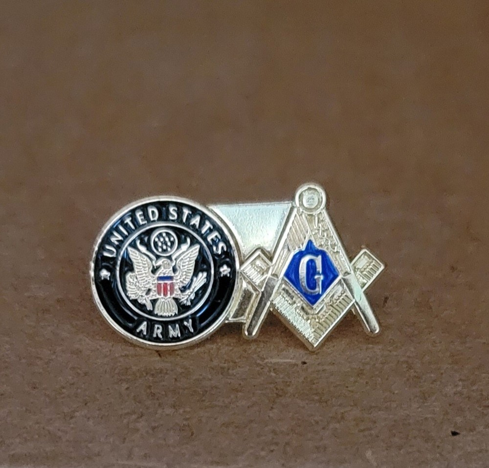 Military Army Square & Compass lapel pin Mason