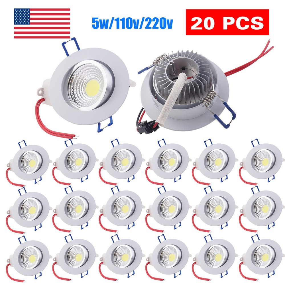 10/20Pcs COB Dimmable 5w Downlight LED Recessed Ceiling Panel Light Spotlight