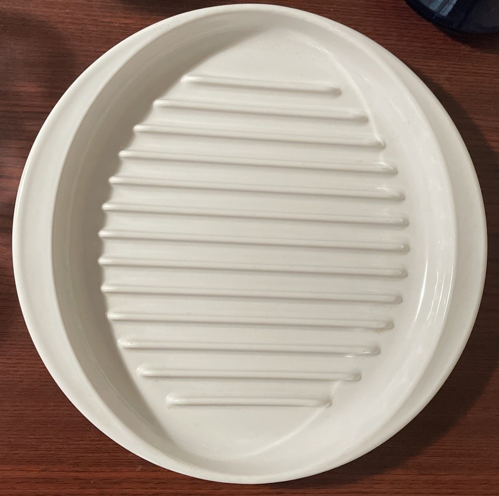 CORNING WARE Pyroceram Round White Roasting Grill Plate #4782