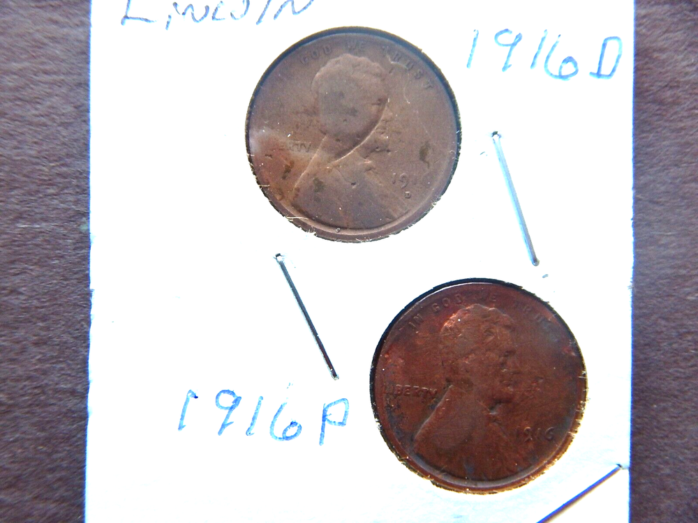 1916 (PD) (2) Lincoln Pennies