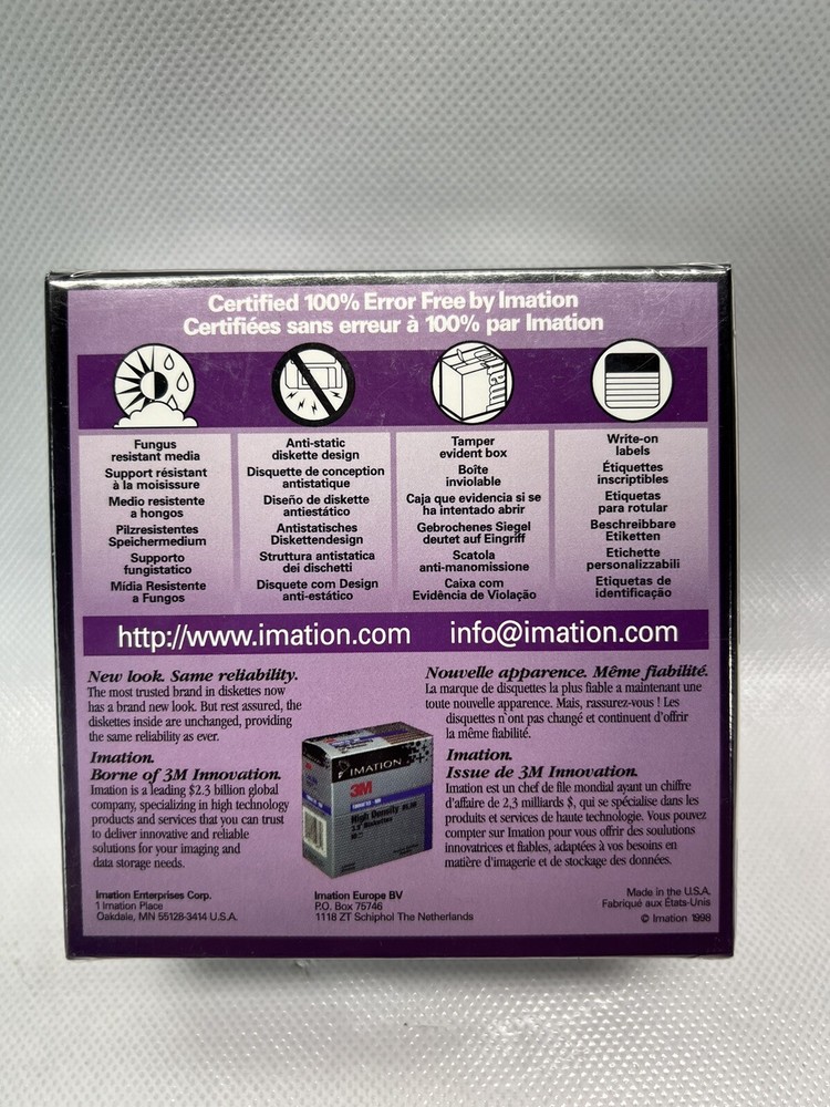 Imation 3.5" 2HD IBM Formatted Rainbow Color Diskettes 10 Pack