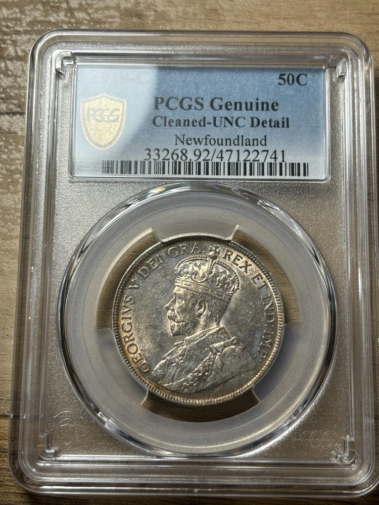Newfoundland 50 Cent 1919 PCGS Graded Cleaned - UNC Details