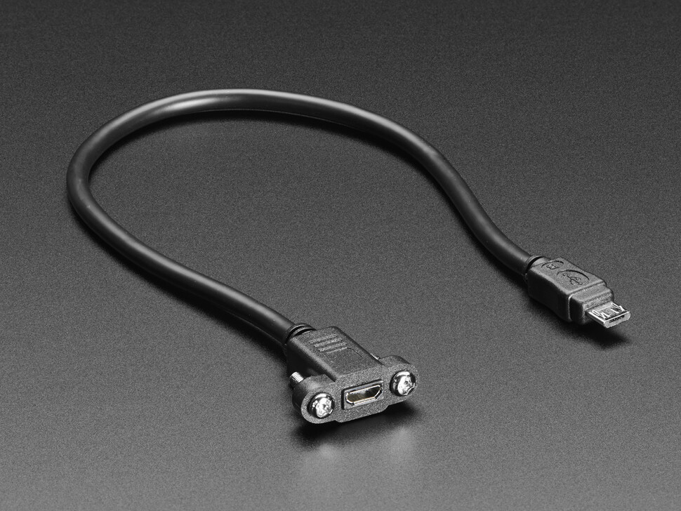 [ Adafruit ] Panel Mount Extension USB Cable - Micro B Male to Micro B Female