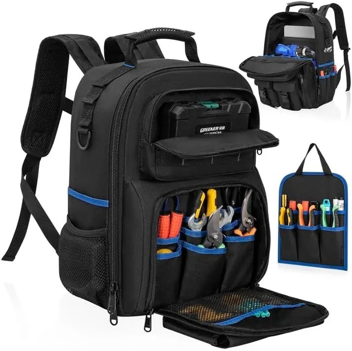 Waterproof Tool Backpack Tool Bag Rubber Base Heavy Duty Tool Organizer Electric