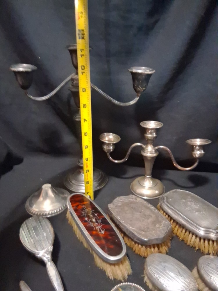 Weighted Sterling Scrap Silver Gorham Candelabra Handle Brushes Inkwell Buffers