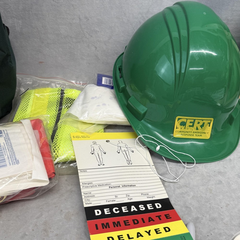 CERT Tactical Backpack One Size Emergency Response Kit Green Hard Hat Vest Gear