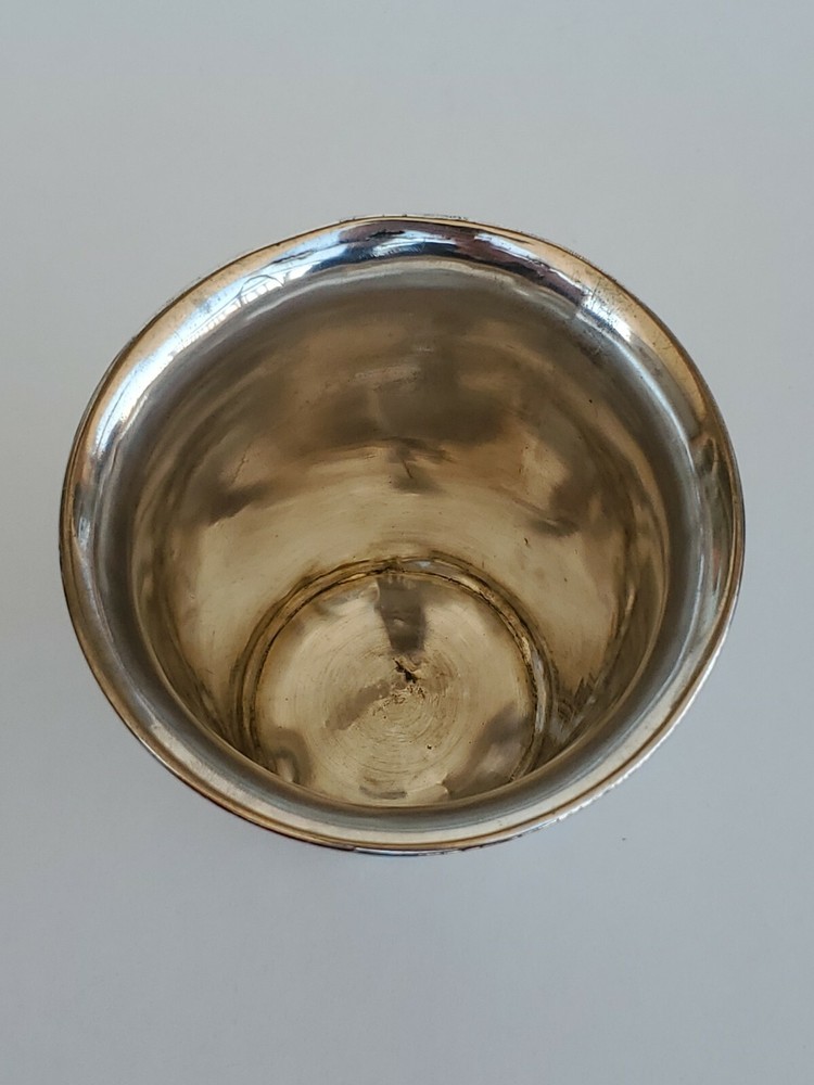 Antique Continental Silver Cup Damask pattern circa 1860 no Monogram