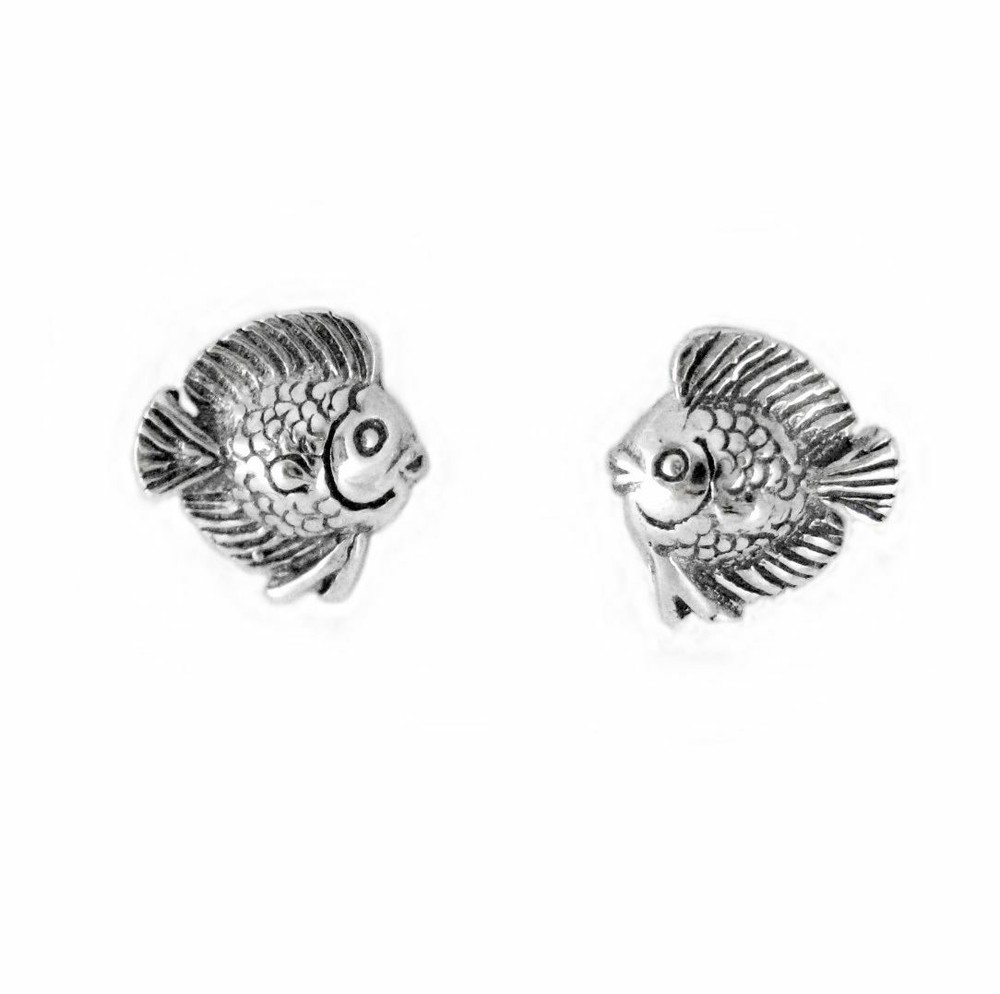 Sterling Silver Rainbow Scup Fish Stud Post Earrings