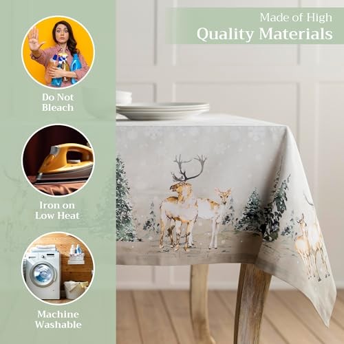 Table Cloth Rectangle Table 108" x 60" (Rectangular) 01 - Deer in the Woods