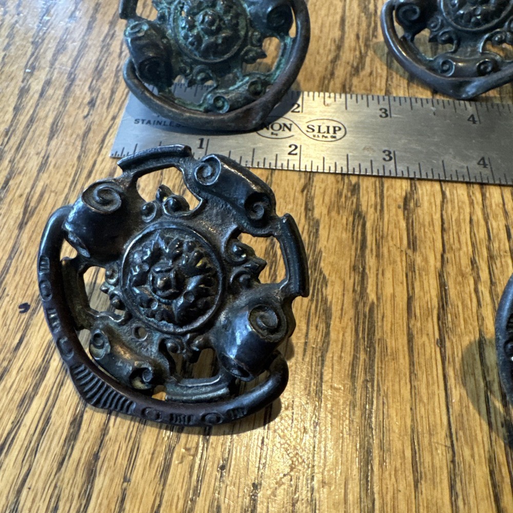 Antique 4 Solid 2” Brass / Bronze Drawer Round Pull H -21