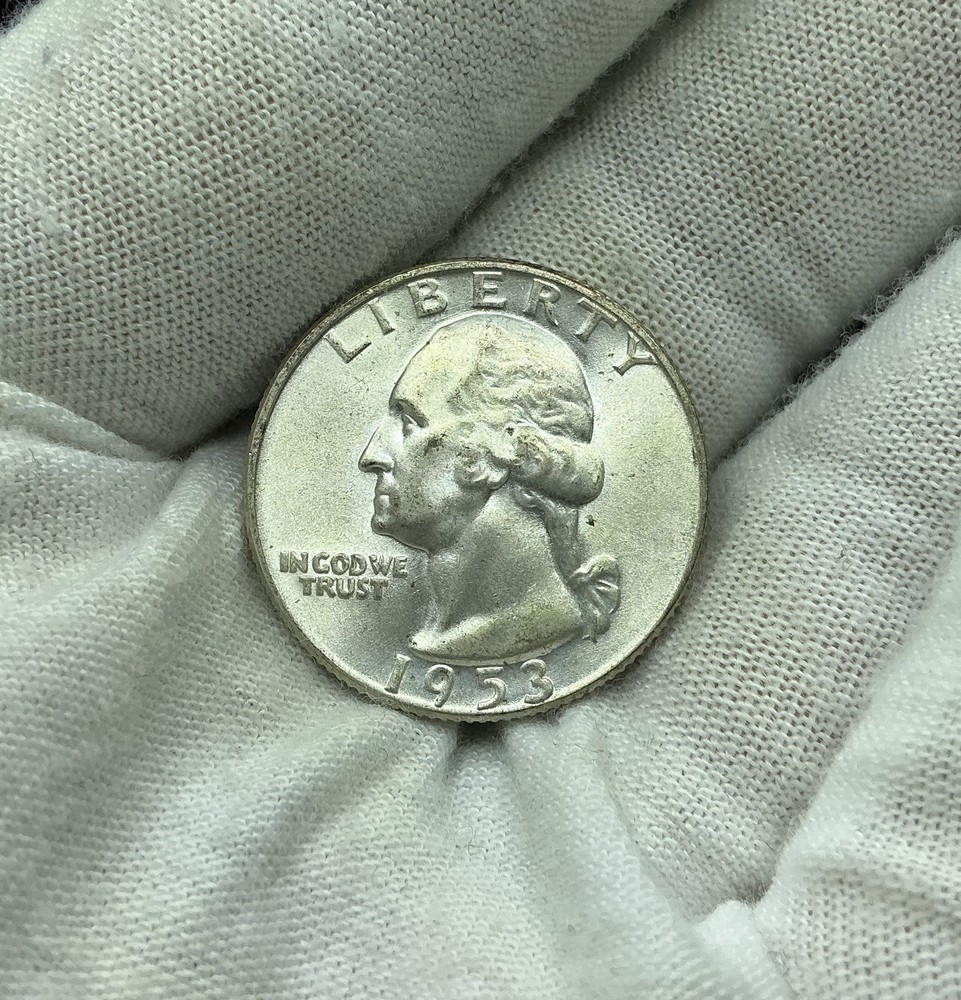 1953 Washington Silver Quarter Errors Die Cracks Reverse Uncirculated E317