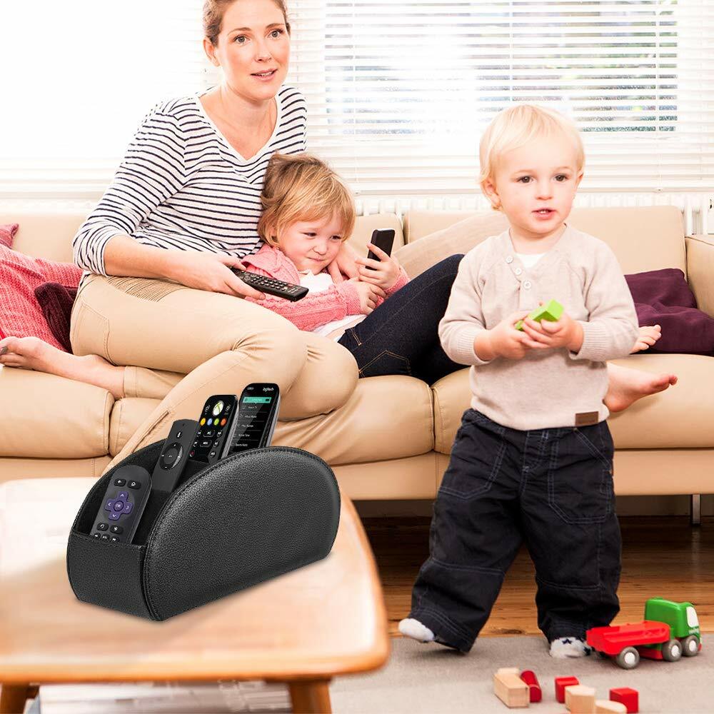 Leather Caddy Desktop Organizer Storage Stand Holder for TV Remote Control