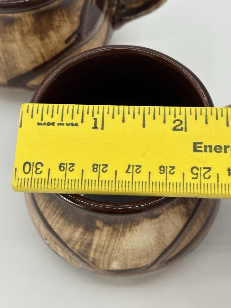 Drip Glazed Mugs Brown And Cream Signed