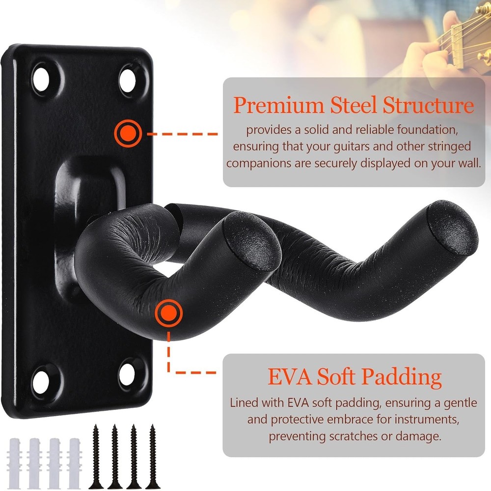 Durable Wall Mount Guitar Hangers for Various Instruments