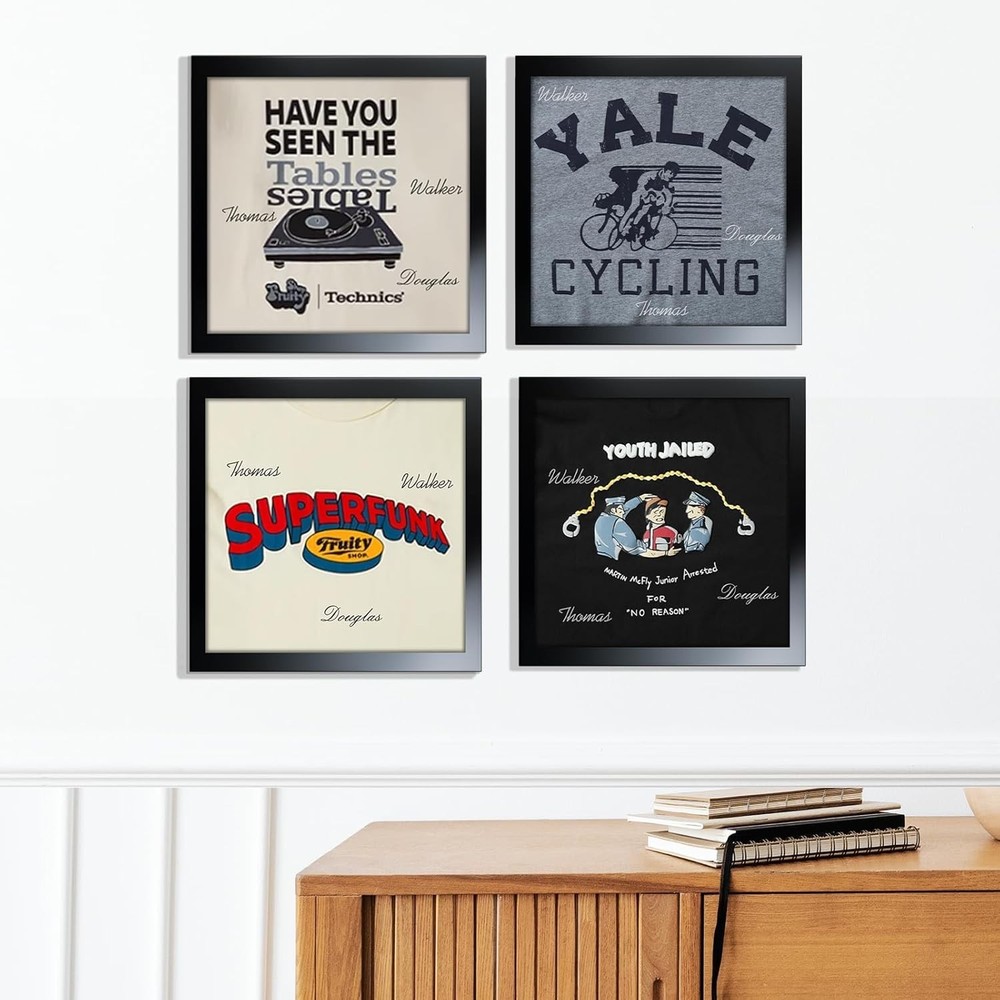 T-Shirt Display Frame for Front Graphics up to 12" x 12", Solid Wood Shadow B...