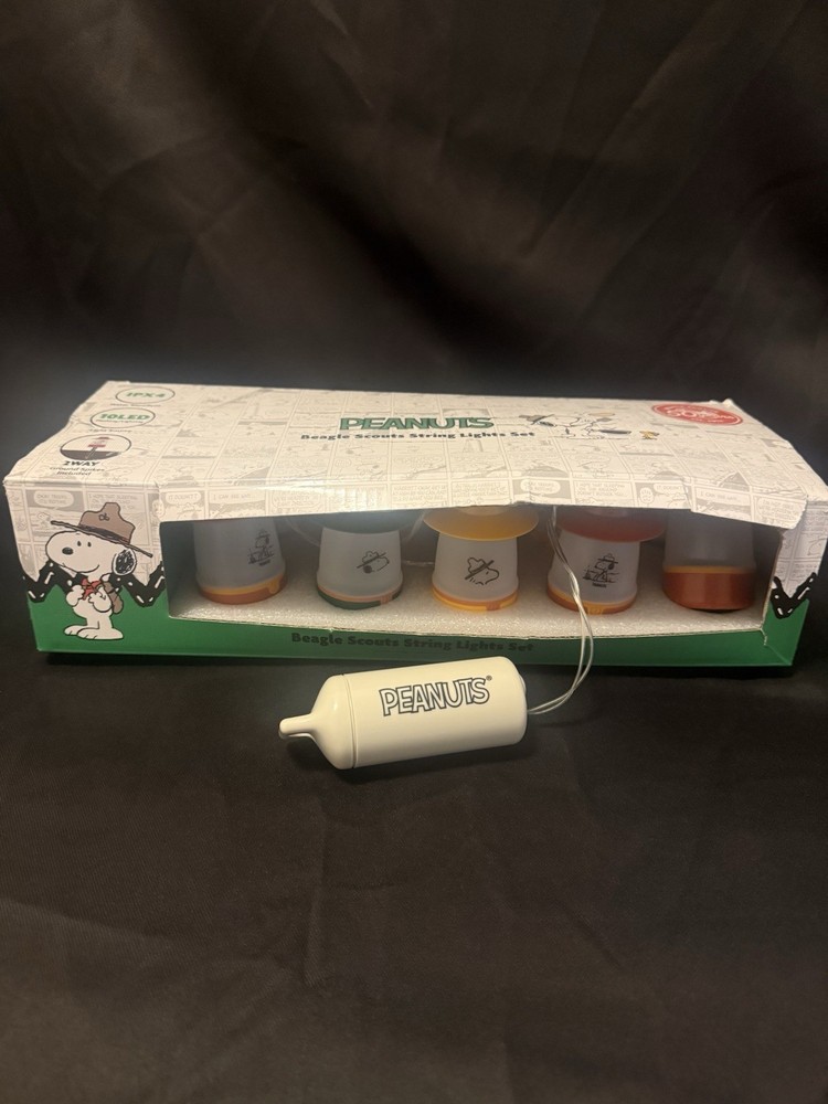 Peanuts Snoopy Beagle Scouts Mini Lantern 10-piece String Light Set New Tested