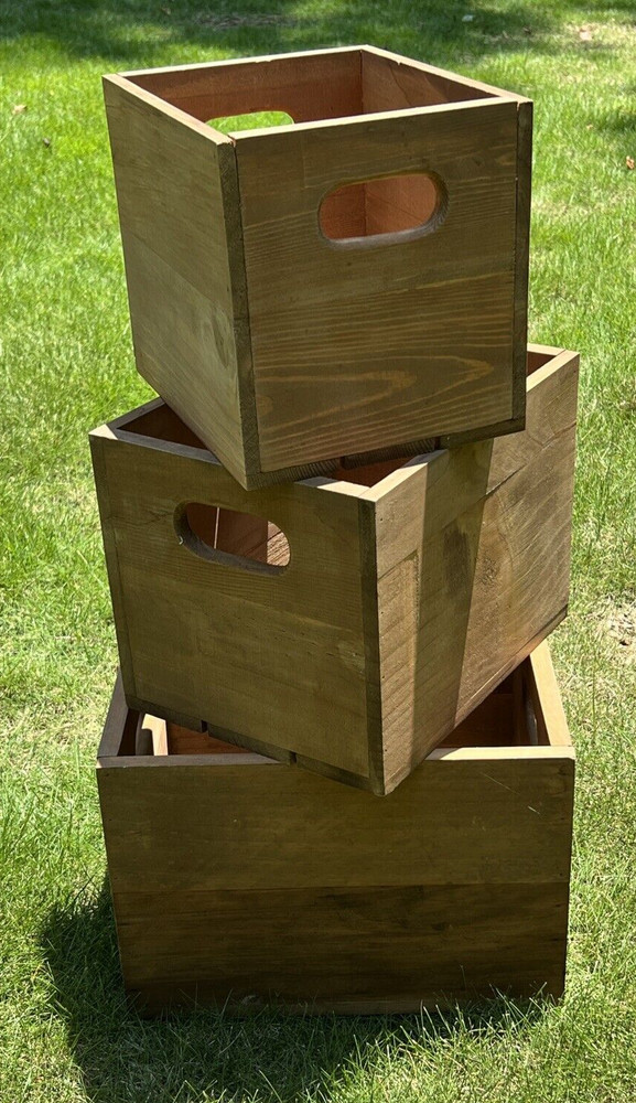 Set of 3 Rustic Farmhouse Nesting Wooden Boxes