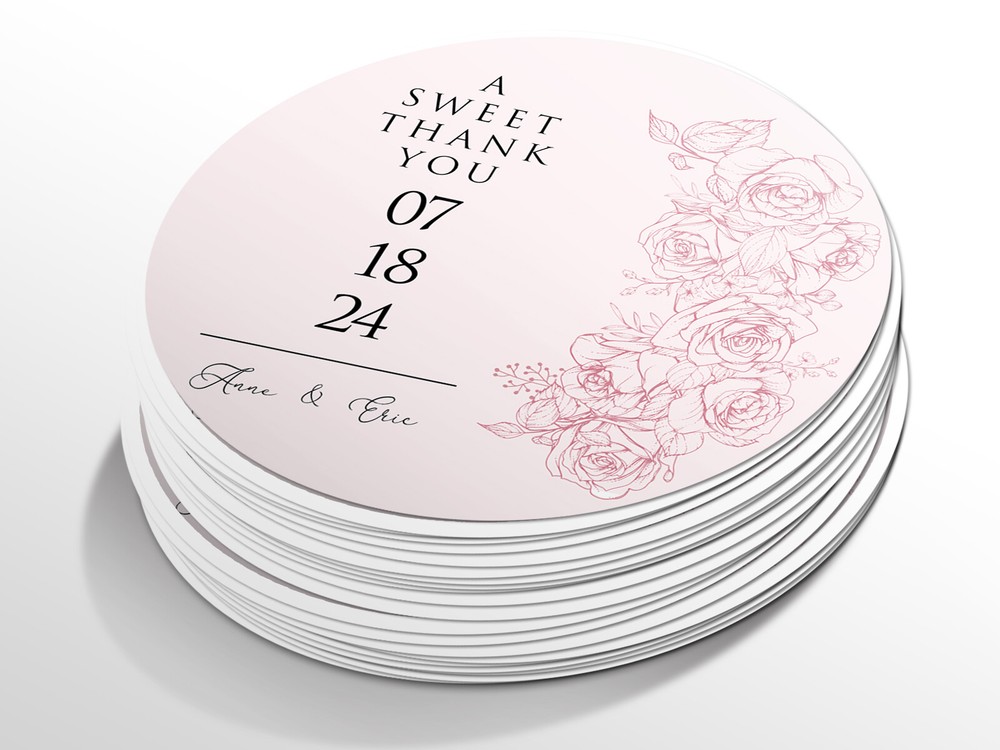 Personalised wedding round sticker labels, custom stickers