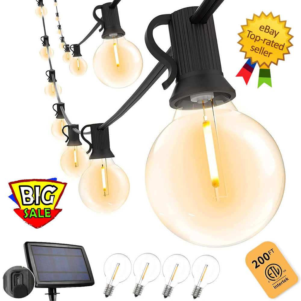 Solar String Lights - 200Ft LED Outdoor String Lights - Shatterproof, Waterproof