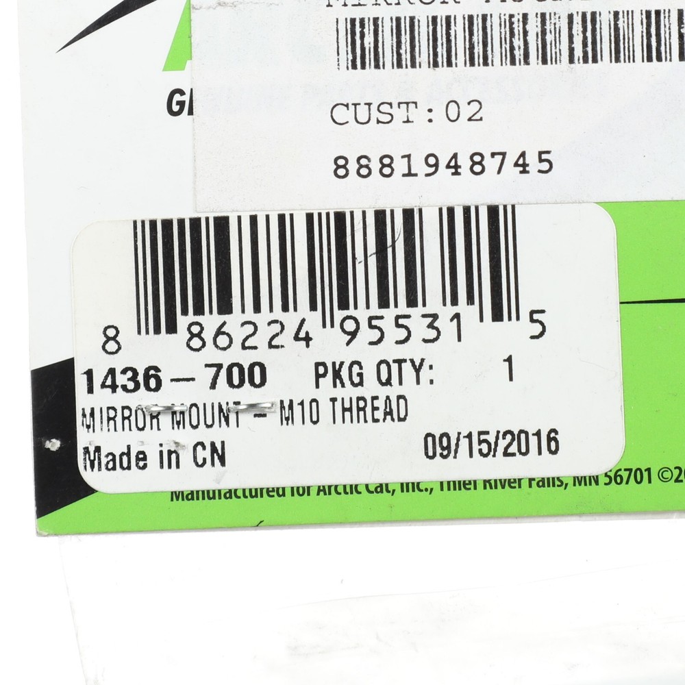 ARCTIC CAT MIRROR MOUNT BRACKET M10 THREAD OEM NEW 1436-700