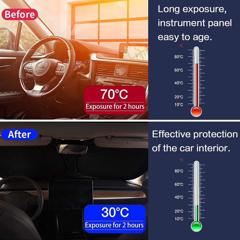 2X For Jeep Front Windshield Sun Shade Reflective Screen Foldable UV Block Cover
