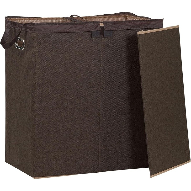 Double Laundry Hamper Removable Liner Collapsible Storage Durable Magnetic Lid