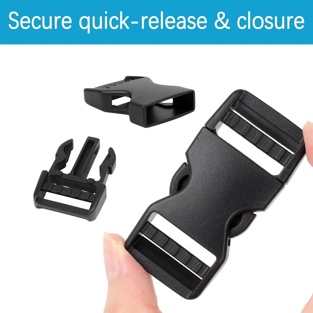 Phinus Buckle Straps 1 Inch, Webbing Polypropylene 11 Medium, Black