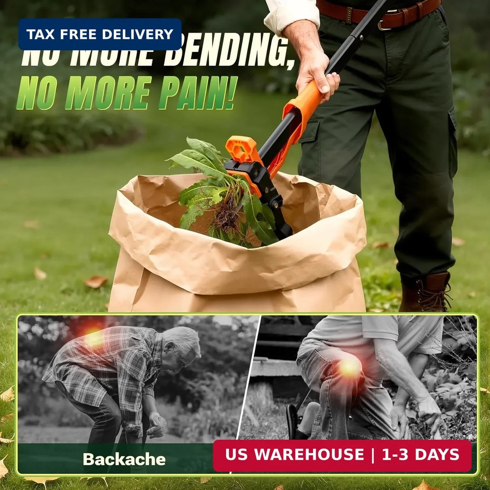 Weed Puller Tool - Stand Up Weed Puller with 4-Claw Steel Head, 39"-46" Retracta