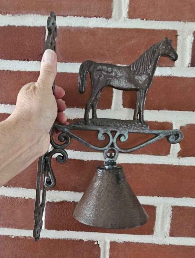 Horse Cast Iron Dinner Bell Wall Mounted Rustic Scroll Farm